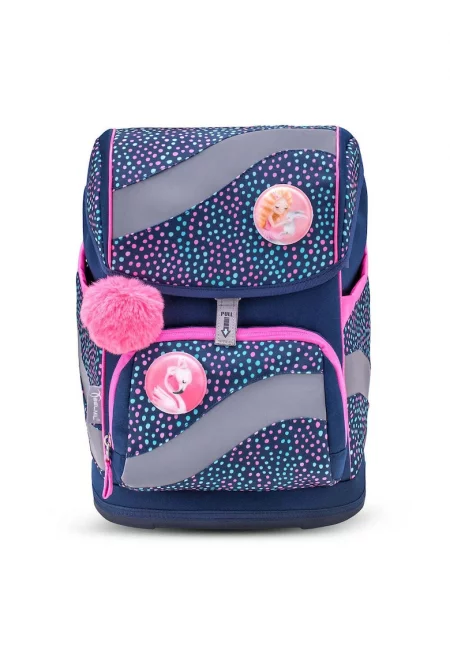 Ергономична раница Smarty с външни джобове - Яркорозово/Тъмносин