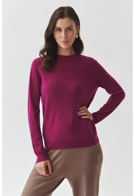 Фино плетен вълнен пуловер - Розово