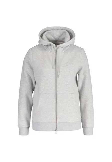 Худи с цип и текст - Светлосив меланж