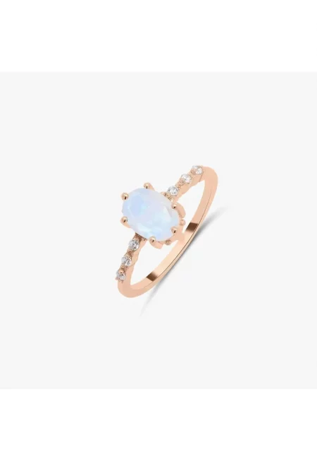 Inel din argint Rose Gold Selah - Piatra Lunii