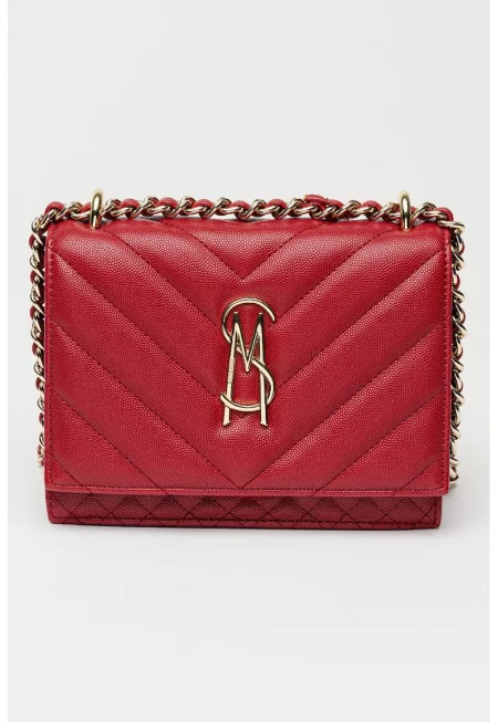 Капитонирана чанта за рамо Amara от еко кожа - Тъмночервен