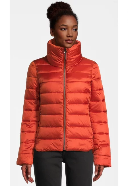 Капитонирано яке 50489 с цип - Оранжев