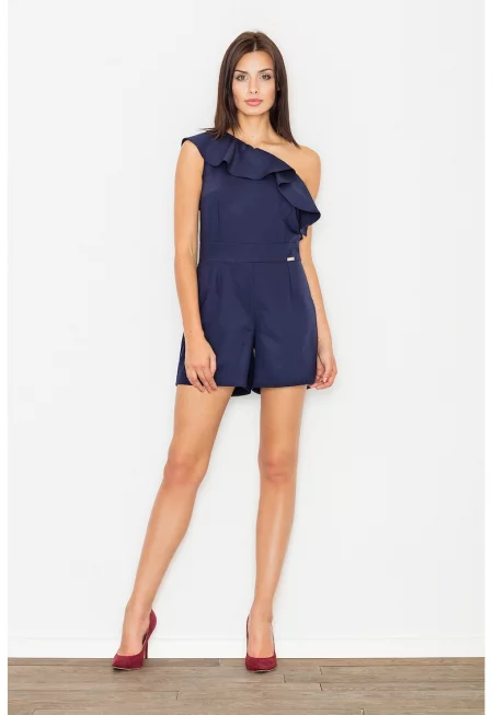 Къс гащеризон -  асиметричен - тъмносин - полиестер -