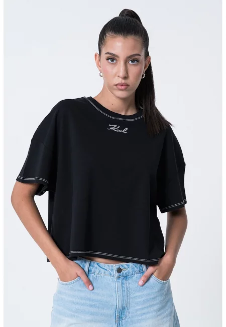 Къса свободна тениска с органичен памук