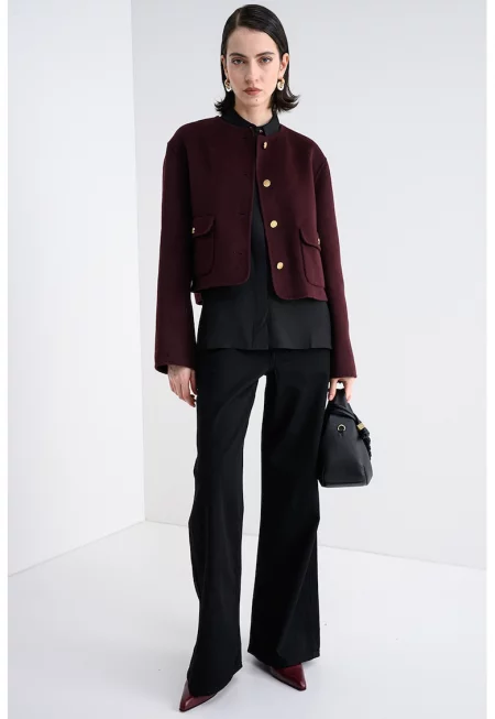 Късо сако с вълна - Бордо