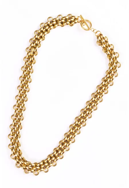 Колие от неръждаема стомана с покритие от 18K злато