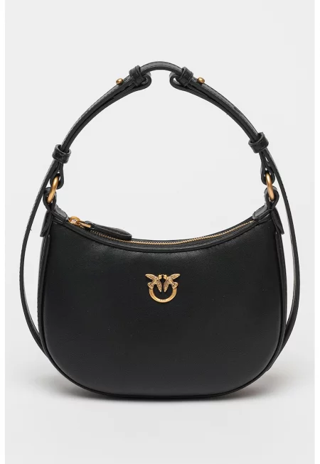 Кожена чанта през рамо Half Moon - Черен