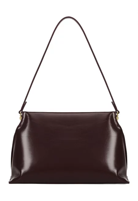 Кожена чанта през рамо с отделяща се презрамка с верижка