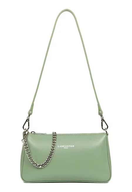 Кожена чанта за рамо Suave Even с верижка - Зелени аспержи