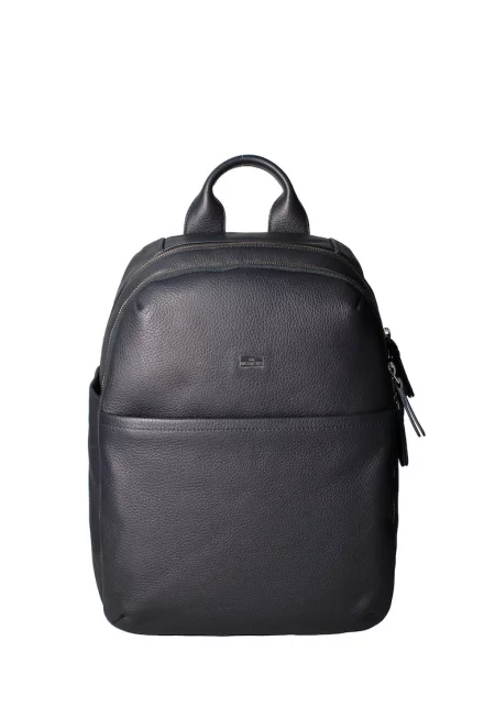 Кожена раница с отделения с цип - Син