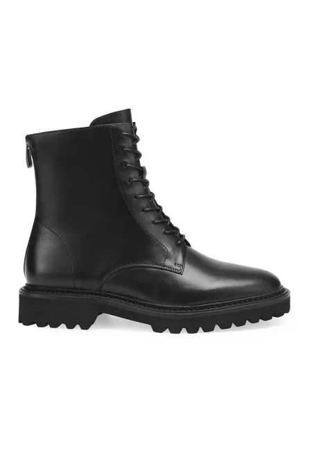 Кожени боти с цип - Черен