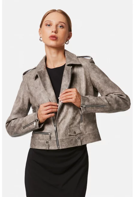 Кожено яке - Сиво-бежов