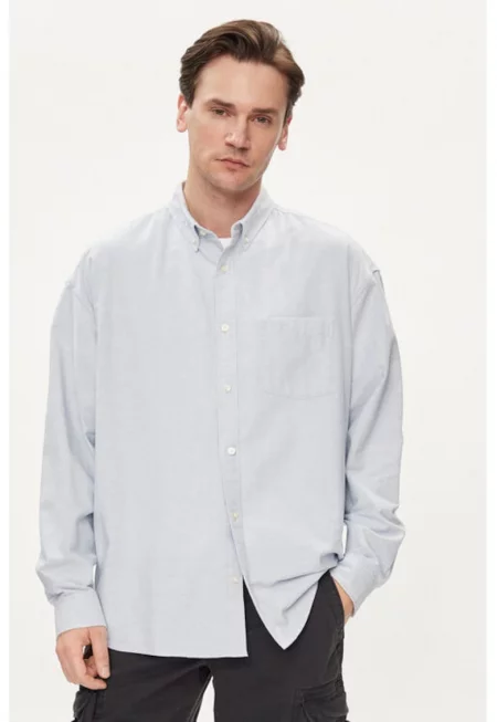 Мъжка риза -  304143748 - Памук - Син - Син