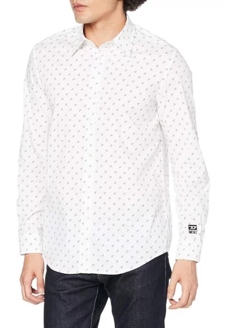 Мъжка риза -  Riley - памук - бяла - дълъг ръкав -