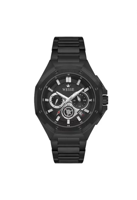 Мъжки часовник  WWG402804 - стоманена каишка - 44 мм - черен - водоустойчив 5 ATM