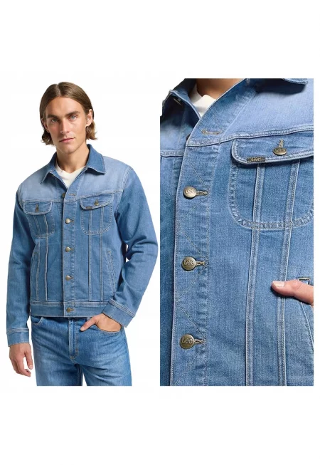 Мъжко яке -  Rider Jacket - Regular Fit - Класически дизайн - Дълги ръкави - 2 джоба - С копчета - Памук - 2XS INTL - Синьо