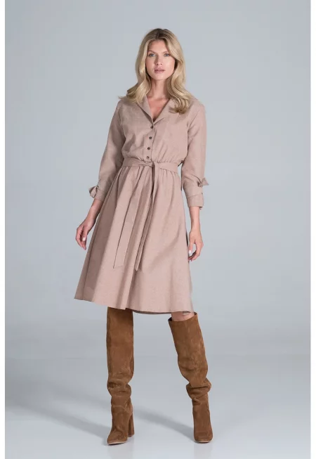 Миди рокля  с колан - вискоза