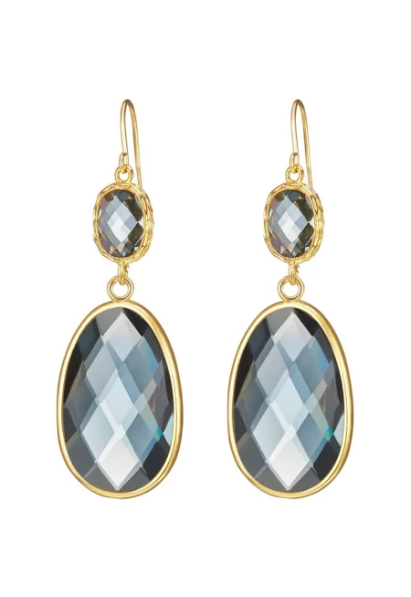 Обеци с 14К златно покритие и кристали - Златист