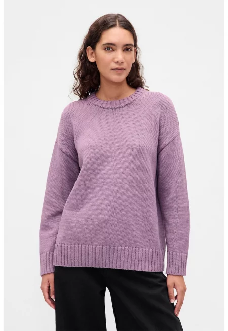 Памучен пуловер с паднали ръкави