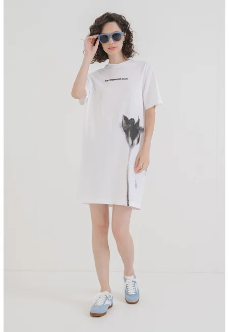 Памучна рокля-риза - Черен/Бял