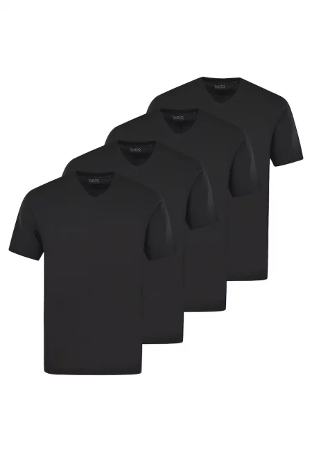 Памучна тениска с шпиц - 4 броя - Черен