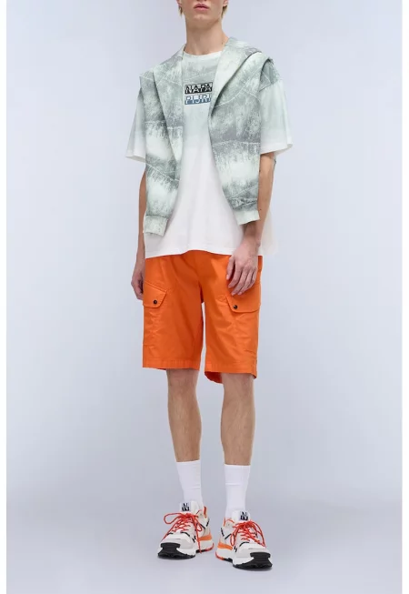 Памучна тениска Tora с принт - Бял/Бледозелен