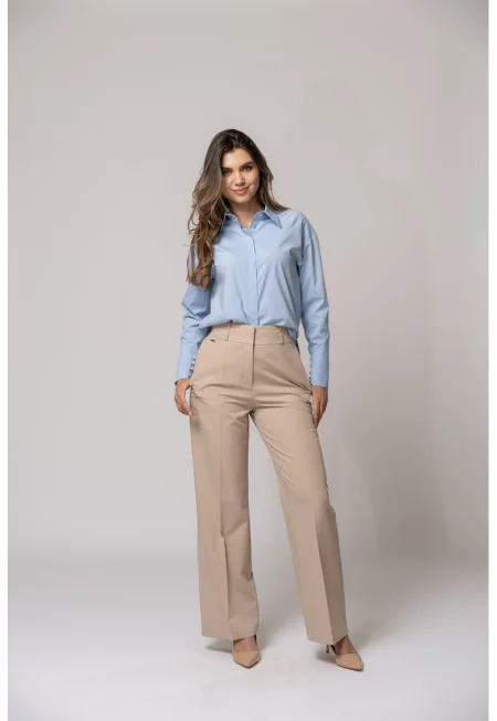 Панталон Nassira с висока талия - Бежов