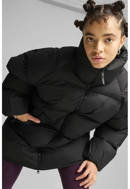Подплатено зимно яке със свободна кройка - Черен