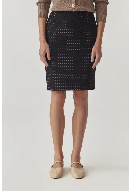 Пола тип молив с принт - Черен/Бежов