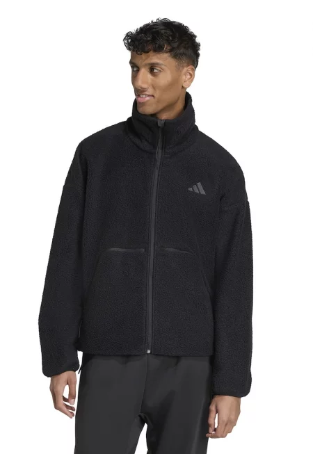 Поларен суитшърт с джобове - Черен