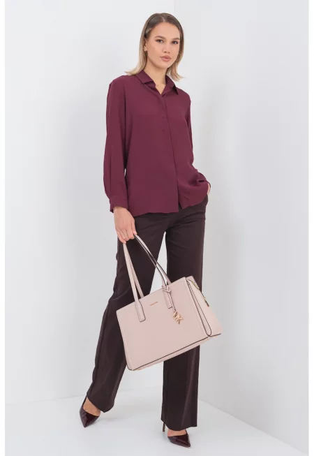 Прав памучен панталон с вертикален ръб