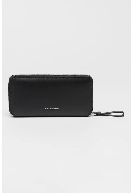 Правоъгълен портфейл с лого - Черен