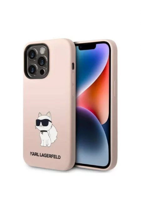 Предпазен калъф  Liquid Silicone Choupette NFT за iPhone 14 Pro - Розов