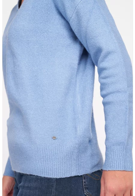 Пуловер с шпиц и паднали ръкави