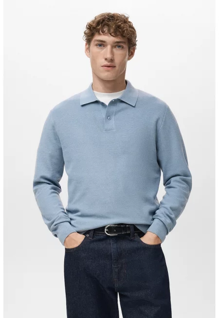 Пуловер с яка - Светлосин