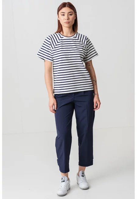 Раирана тениска Alida с ръкави реглан - Бял/Тъмносин