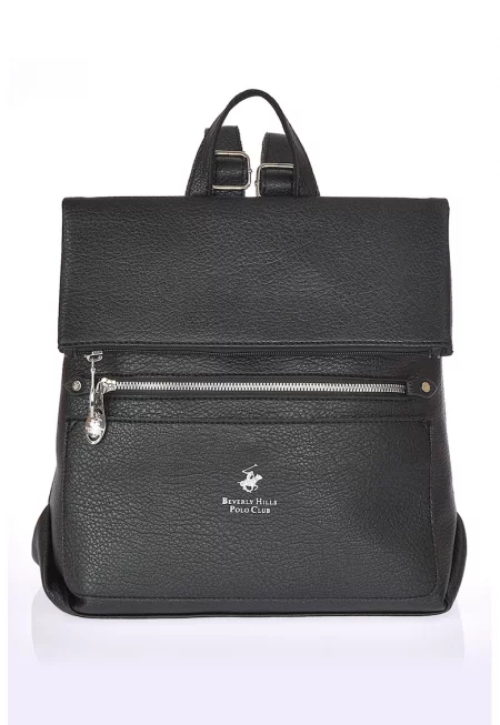 Раница от еко кожа с външни джобове - Черен