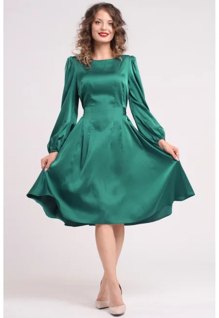 Разкроена сатинирана миди рокля