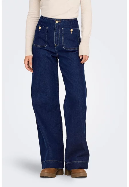 Разкроени дънки с памук - Тъмносин