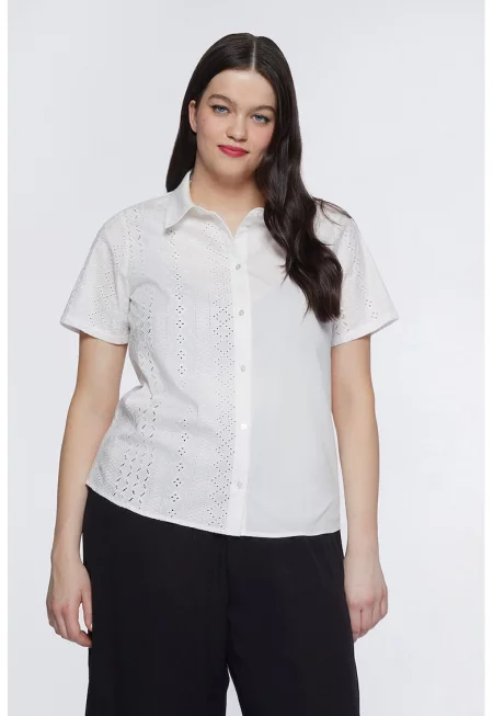 Риза с къси ръкави - Бял