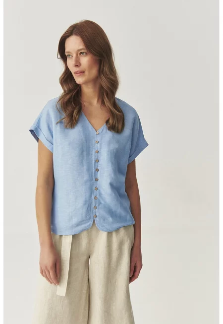 Риза с лен - Пастелносин