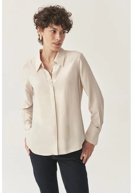 Риза със стандартна кройка - Мръснобял
