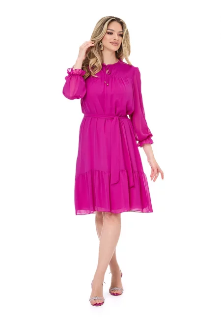 Рокля Amelie с 3/4 ръкави - Фуксия