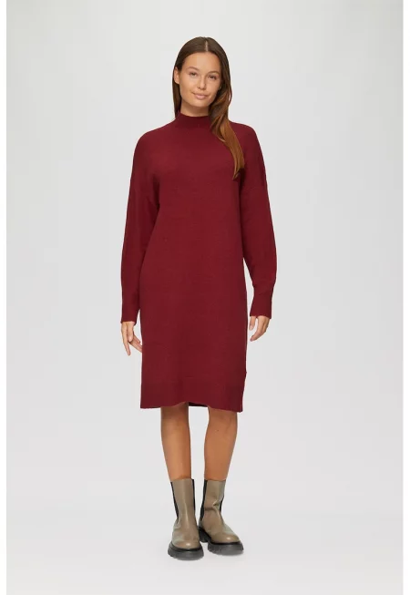 Рокля-пуловер с памук - Бордо