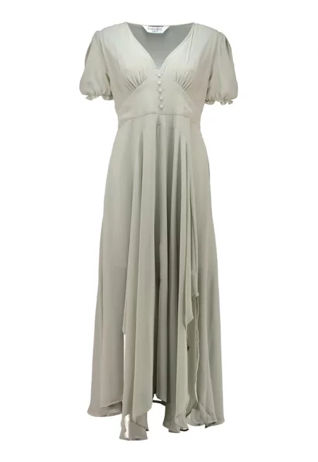 Рокля с шпиц и принт - Бледозелен