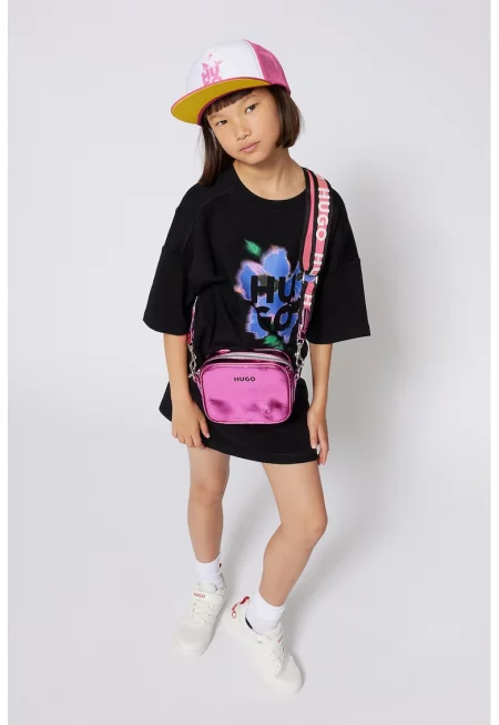 Рокля-тениска с лого - Черен/Лилав/Прашно розово