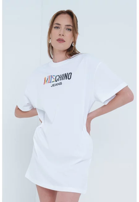 Рокля-тениска с лого - Избеляло черно/Лилав/Бял