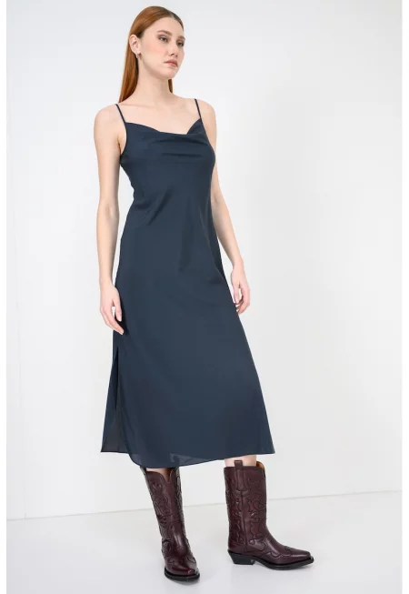 Сатинирана рокля Hadley - Тъмносин