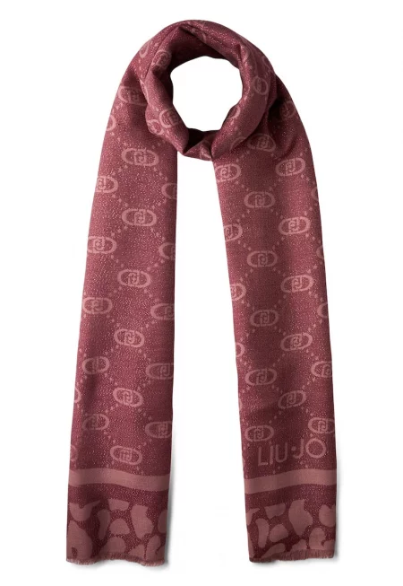 Шал от лурекс с монограм - Червен