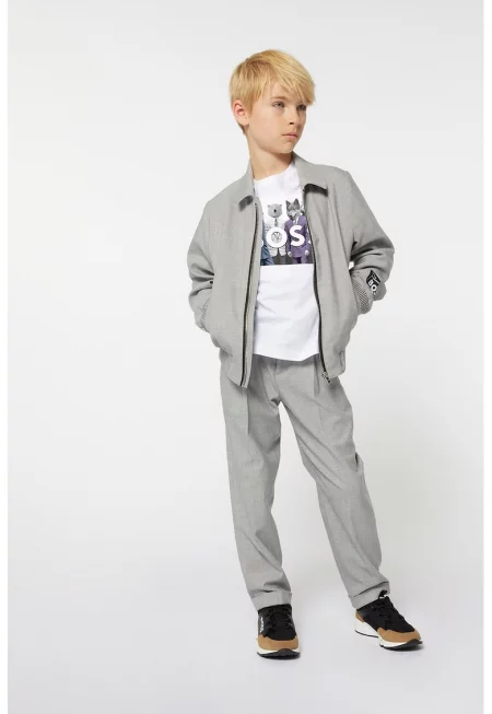 Скосен панталон чино - Светло сив